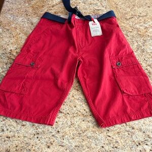 Levi's Red Cargo Shorts with Navy Belt